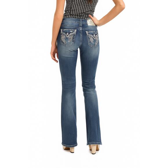 Miss Me Y2K medium wash bootcut angel wing embellished jeans size 29 - Picture 1 of 10